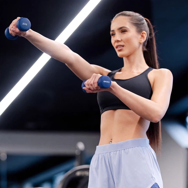 Гантелі для фітнесу неопренові Gymtek G-66545 2 х 2 кг Темно-сині (5907766665458) - зображення 7
