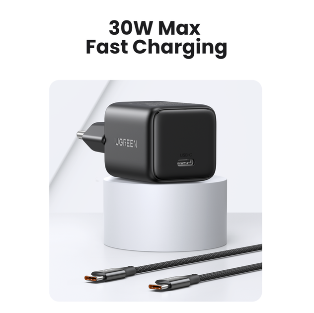 Мережевий зарядний пристрій UGREEN X513 30W USB-C GaN Fast Charger EU Black - изображение 5