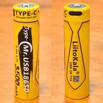 Аккумулятор LiitoKala 18650 USB-18-T35 3500mAh 3.7V Li-Ion с зарядкой от USB Type-C - Фото 2 Аккумулятор LiitoKala 18650 USB-18-T35 3500mAh 3.7V Li-Ion с зарядкой от USB Type-C - изображение 2