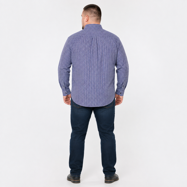Рубашка Gold Golf Man мужская в клетку с длинным рукавом прямого кроя,10XL, Синий с красным - Фото 3 Рубашка Gold Golf Man мужская в клетку с длинным рукавом прямого кроя,10XL, Синий с красным - изображение 3