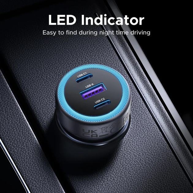 Автомобільний зарядний пристрій UGREEN EC307 30W 3-Port Fast Car Charger - Фото 6 Автомобільний зарядний пристрій UGREEN EC307 30W 3-Port Fast Car Charger - зображення 6