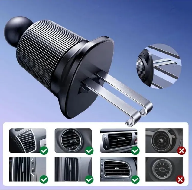 Автотримач для телефона UGREEN LP923 Air Vent Magnetic Car Phone Mount black - зображення 4