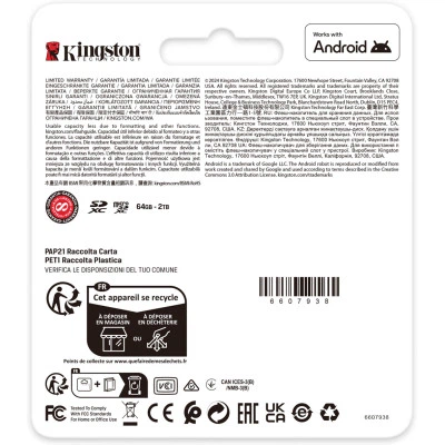 Карта памяти Kingston 64GB microSDXC сlass 10 UHS-I U3 V30 A2 Canvas Go Plus G4 - изображение 4