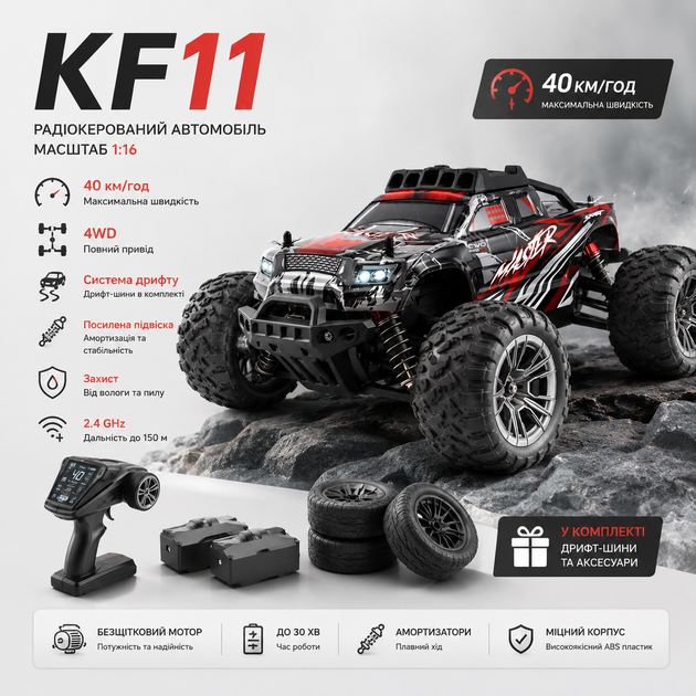 Машинка Kfplan kf11 1:16 на радиоуправлении радиоуправляемый автомобиль 4WD Автомобиль 40 км/ч Дрифт Авто - изображение 9