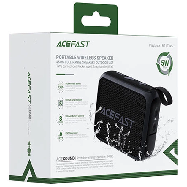 Bluetooth Колонка K4 Go Black Acefast (teh0029773) - Фото 6 Bluetooth Колонка K4 Go Black Acefast (teh0029773) - изображение 6