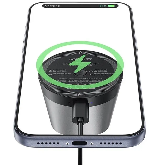 Bluetooth Колонка K8 + БЗУ 15W Black Acefast (teh0029774) - изображение 6