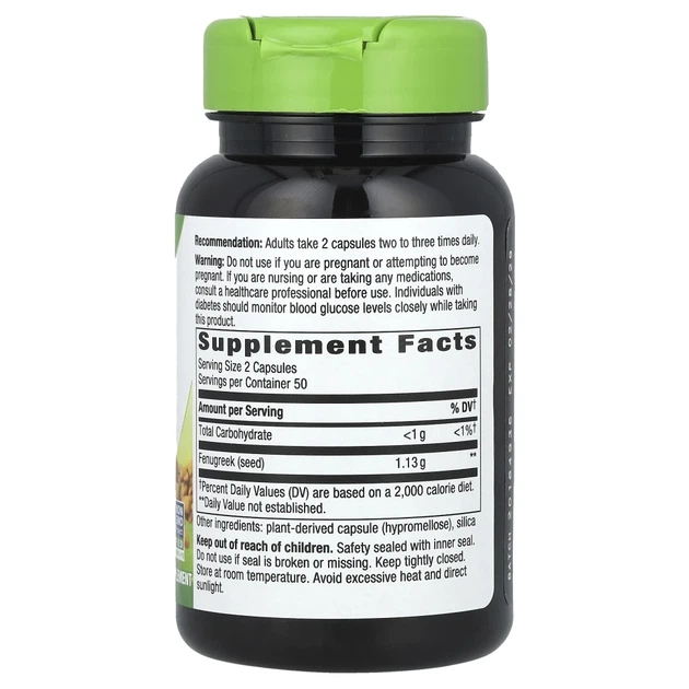 Пажитник у капсулах Nature's Way (Fenugreek Seed) 1220 мг 100 капсул (NWY-12800) - зображення 2