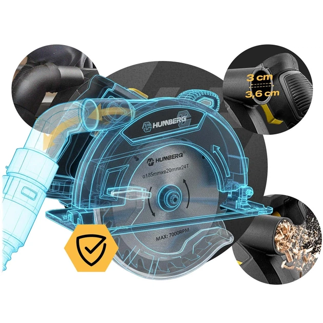 Pilarka tarczowa Humberg HM-420 do drewna 1200 W 542000 (5903890630959) - obraz 6