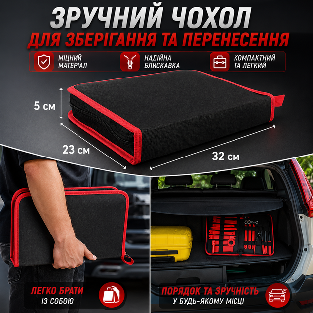 Набір інструментів для розбирання салону автомобіля набір для зняття обшивки 40 в 1 - зображення 4