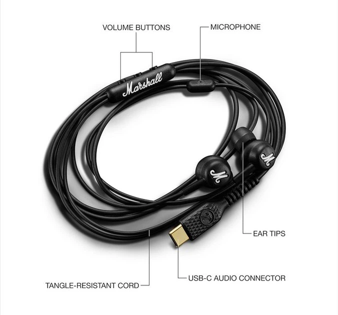 Проводные наушники Marshall Mode USB-C Black - Фото 3 Проводные наушники Marshall Mode USB-C Black - изображение 3