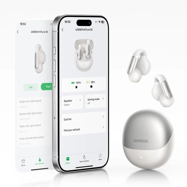 Бездротові навушники TWS UGREEN WS210 HiTune S5 True Wireless, ENC, IPX5, White (UGR-45761) - изображение 6