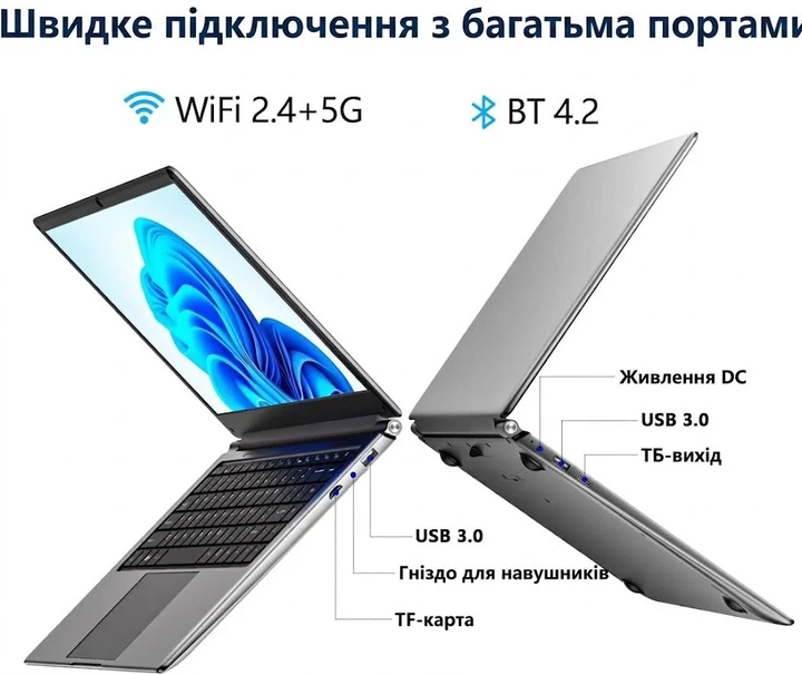 Ноутбук 16" Morostron LeadBook T15 Intel Pentium J3710 RAM 8GB SSD 256GB Windows 11 (UKR) (102198705) - Уцінка - Фото 5 Ноутбук 16" Morostron LeadBook T15 Intel Pentium J3710 RAM 8GB SSD 256GB Windows 11 (UKR) (102198705) - Уцінка - зображення 5