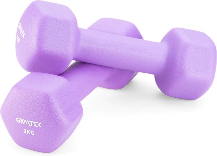 Набір неопренових гантелей Gymtek Hex G-42597 2 х 2 кг Фіолетовий (5905884425978) - зображення 3