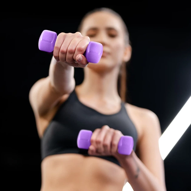 Набір неопренових гантелей Gymtek Hex G-42597 2 х 2 кг Фіолетовий (5905884425978) - зображення 7