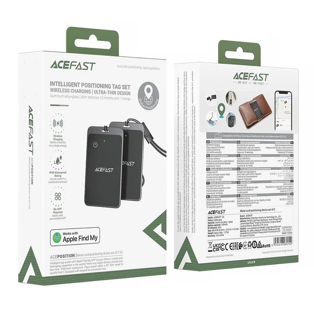Трекер Acefast S3 Metal Card 100 мАч алюминий 85,5х53,5х2 мм - изображение 6