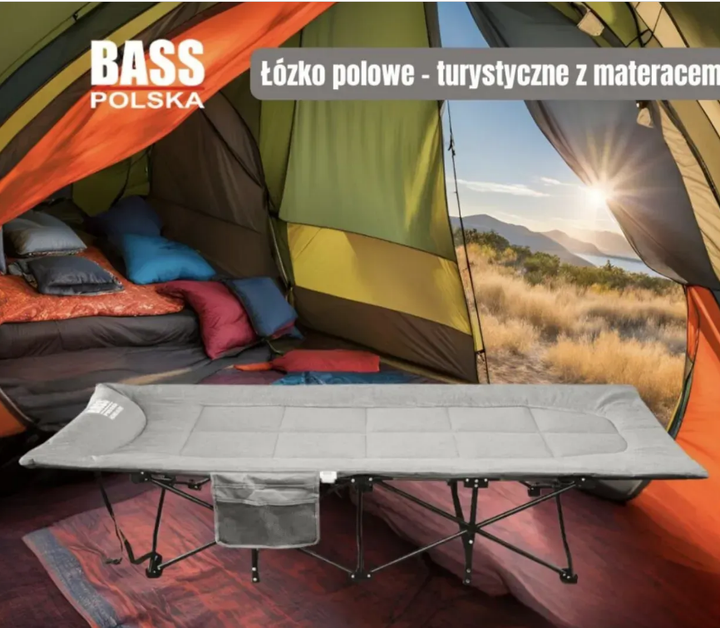 Туристическая кровать складная с матрасом Bass Polska BH 31007 для кемпинга и дачи, погрузка до 180 кг. - изображение 7
