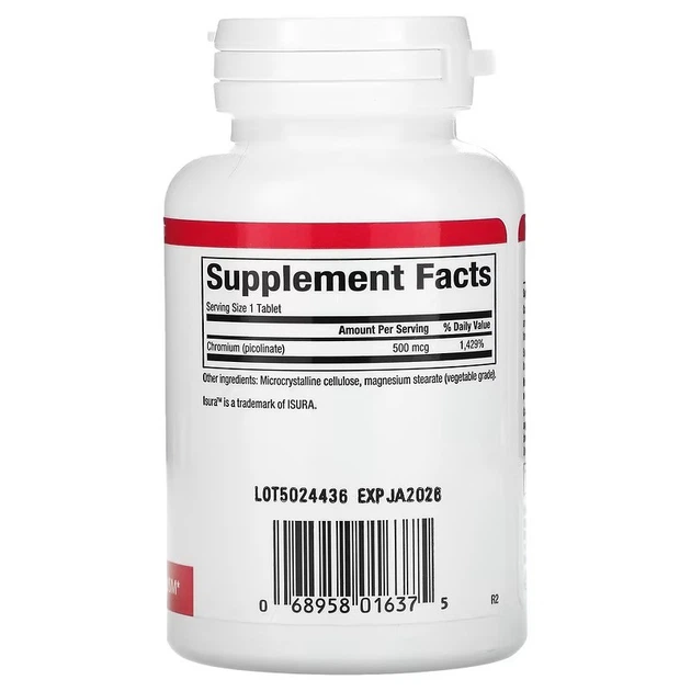 Піколінат хрому 500 мкг Natural Factors (Chromium Picolinate) 90 таблеток (NFS-01637) - зображення 2