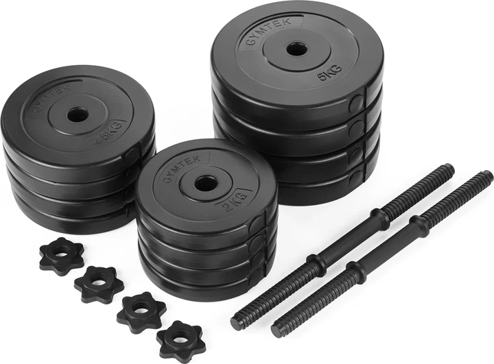 Zestaw regulowanych hantli kompozytowych Gymtek Logo G-66481 2 x 20 kg Czarny (5907766664819) - obraz 2