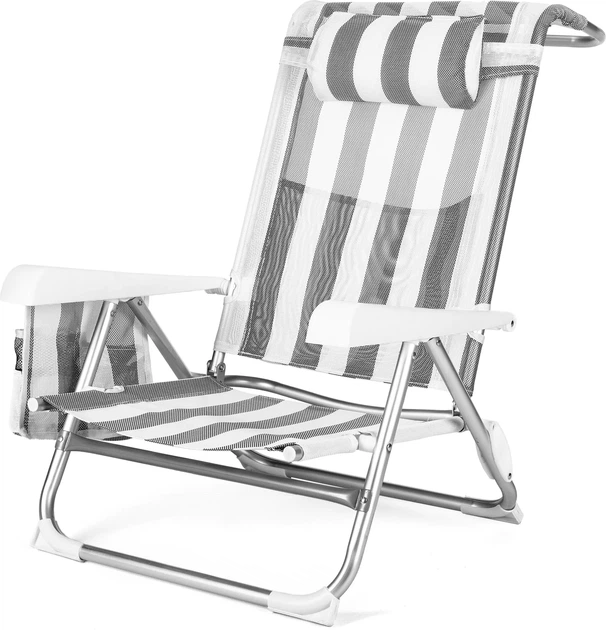 Пляжне крісло Outtec 2 в 1 з функцією шезлонга Sun Flex Сіре 186215 (5905884421758) - зображення 3