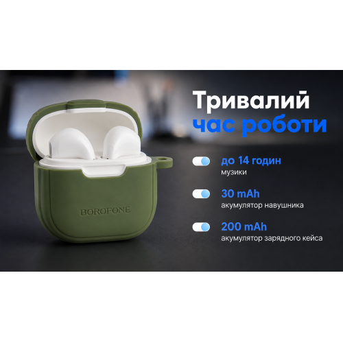 Наушники беспроводные TWS BOROFONE BW29 Forest green, bluetooth 5.3 - изображение 4