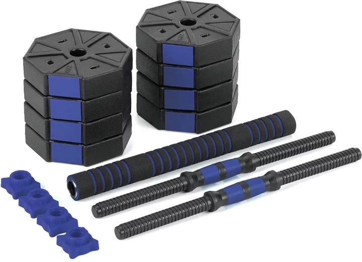 Zestaw hantli regulowanych 2 x 10 kg ze sztangą Gymtek G-66603 Granatowo-czarny (5907766666035) - obraz 3