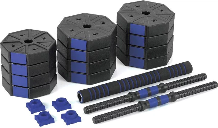 Zestaw hantli regulowanych 2 x 15 kg ze sztangą Gymtek G-66604 Granatowo-czarny (5907766666042) - obraz 3