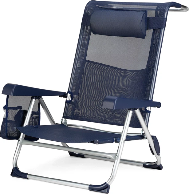 Пляжне крісло Outtec 2 в 1 з функцією шезлонга Sun Flex Темно-синє 198281 (5905884424131) - зображення 3