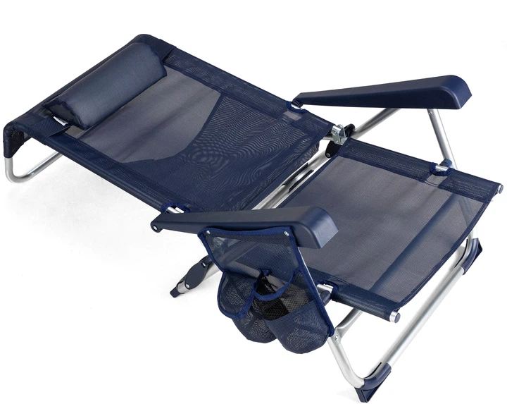 Пляжне крісло Outtec 2 в 1 з функцією шезлонга Sun Flex Темно-синє 198281 (5905884424131) - зображення 4