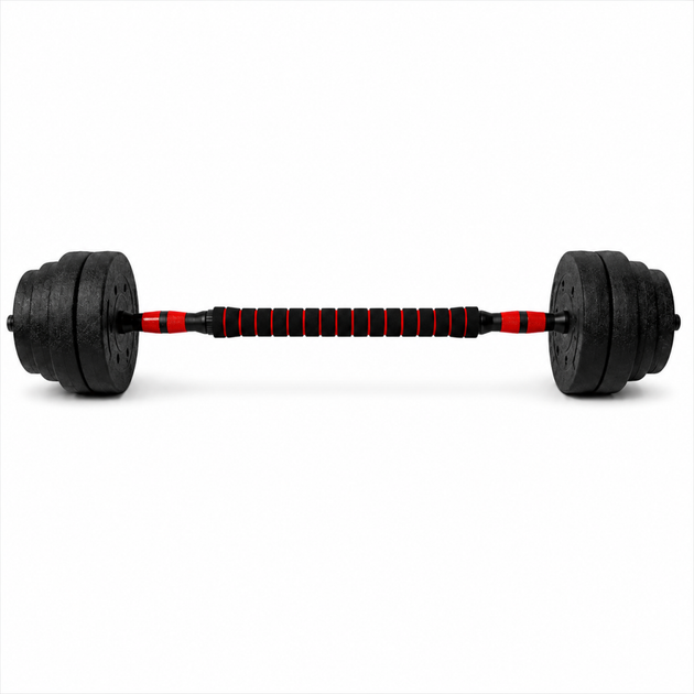 Гантели композитные со Штангой Champion X-venum 2шт 47см 10.5 кг Черно-Красный - изображение 2