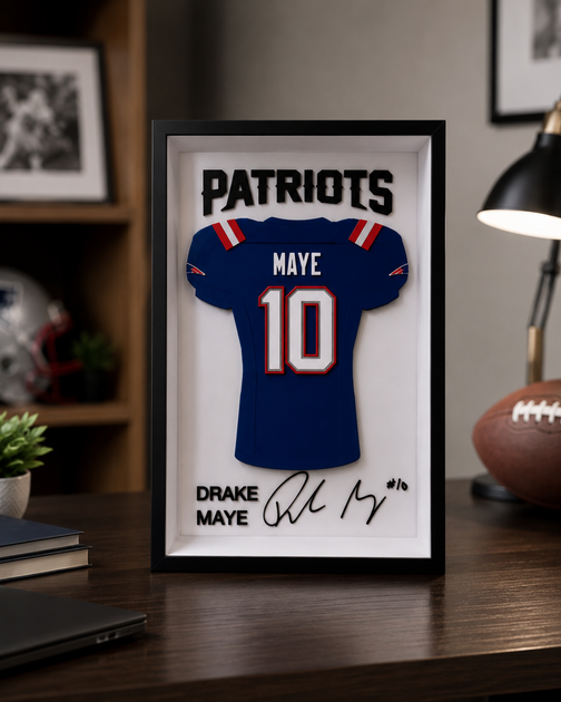 Картина-джерсі гравця Drake Maye з команди New England Patriots. Aivory - изображение 3