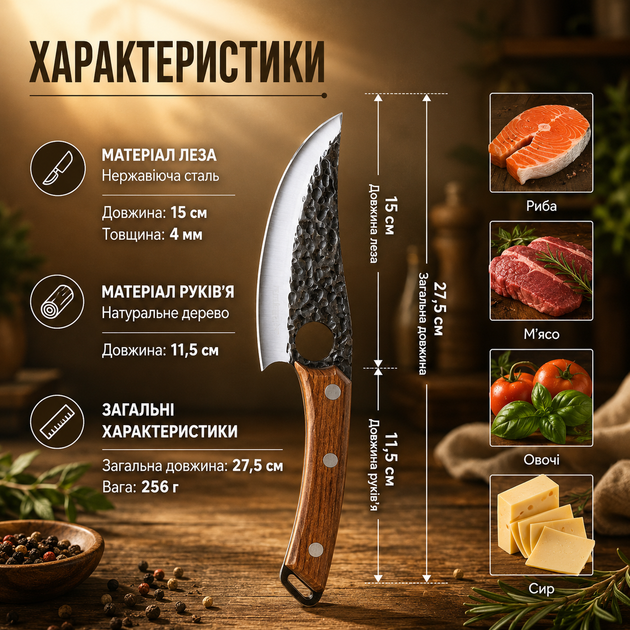 Нож кухонный Satori из нержавеющей стали и чехлом стальной профессиональный японские ножи на кухню острый обрабочный обвалочный ножик для обработки мяса рыбы шинковки капусты овощей из нержавеющей стали с деревянной ручкой - Фото 3 Нож кухонный Satori из нержавеющей стали и чехлом стальной профессиональный японские ножи на кухню острый обрабочный обвалочный ножик для обработки мяса рыбы шинковки капусты овощей из нержавеющей стали с деревянной ручкой - изображение 3