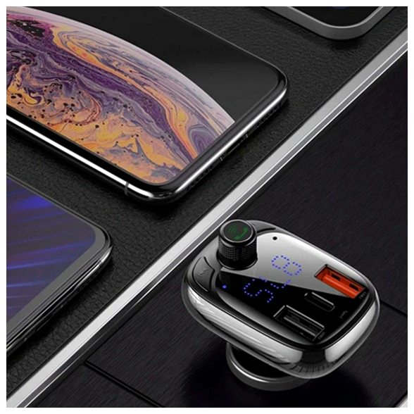 FM-трансмиттер Baseus T Shaped S-13 Bluetooth MP3 плеер с быстрой зарядкой для автомобиля и громкой связи - изображение 8
