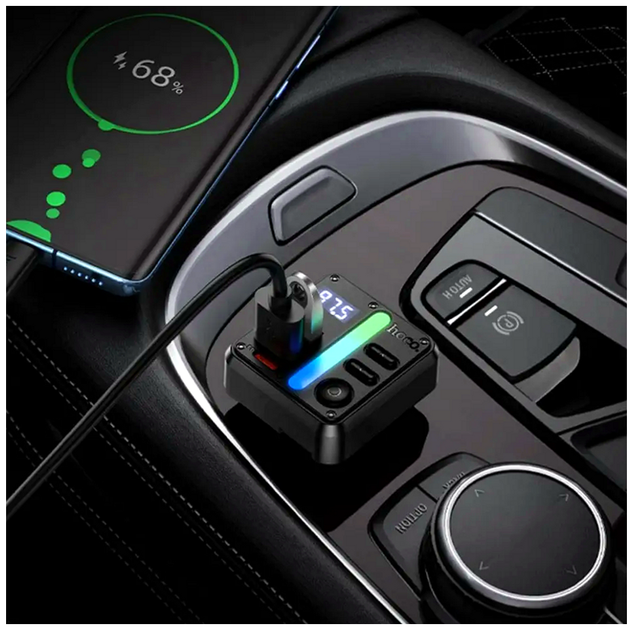 FM-трансмітер Hoco E89 Libre 45 W Bluetooth адаптер для автомобіля з заряджанням USB Type-A і Type-C - зображення 4