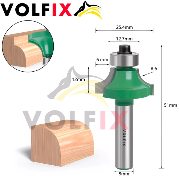 Фреза радіусна для заокруглення кромки VOLFIX R6 d8 ((FZ-17) R6 d8) - Фото 2 Фреза радіусна для заокруглення кромки VOLFIX R6 d8 ((FZ-17) R6 d8) - изображение 2