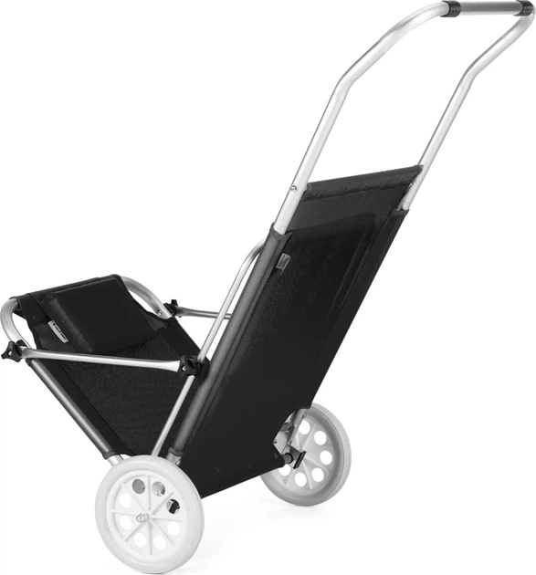 Leżak ogrodowy Outtec Sun z daszkiem i kółkami Czarny 184658 (5905884420874) - obraz 4