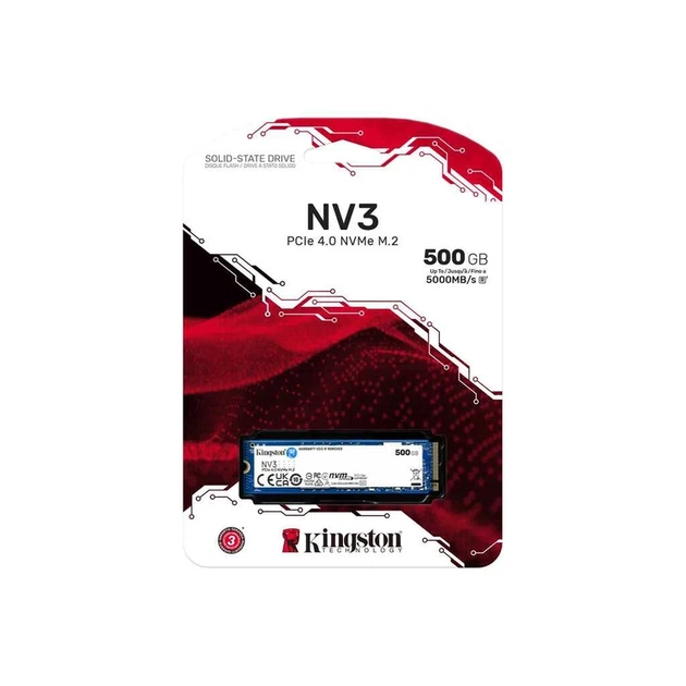 Накопичувач SSD M.2 Kingston NV3 500GB NVMe 2280 PCIe 4.0 x4 3D NAND - зображення 2