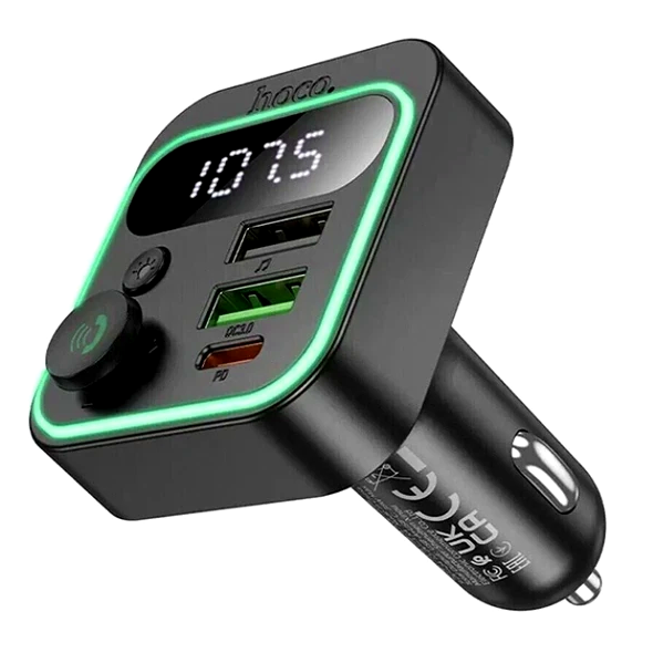 FM-трансмітер Hoco E85 Tiger Bluetooth адаптер для автомобілів зі швидким заряджанням 20 Вт і функцією гучного зв'язку - зображення 3