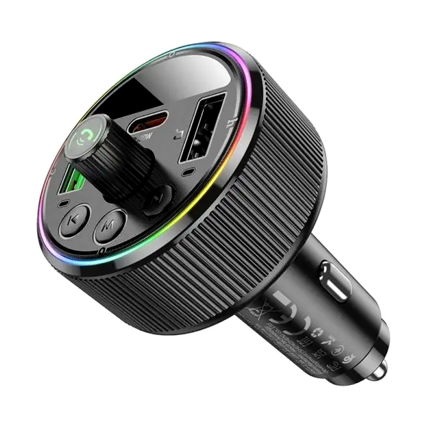 FM-трансмітер Hoco E82 Guerrero Bluetooth для автомобіля зі швидким заряджанням 30 Вт USB Type-C і USB Type-A - зображення 5