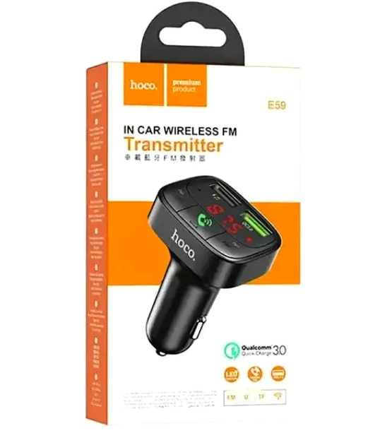 FM-трансмиттер Hoco E59 Promise QC3.0 автомобильный Bluetooth модулятор с быстрой зарядкой для подключения музыки и зарядки устройств - изображение 9