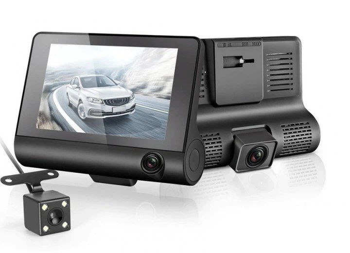 Відеореєстратор G42 з камерою заднього виду, 3 камери, 4" дисплей, Full HD 1080p, нічна зйомка, G-сенсор - изображение 3