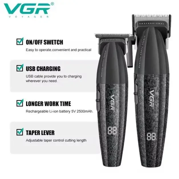 Професійний набір для стрижки волосся VGR V-640 машинка для стрижки та тример - изображение 2