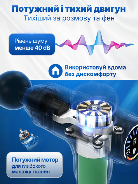 Массажер перкуссионный для тела и мышц массажный пистолет аккумуляторный ударный электромассажер для спины шеи ног рук глубокого массажа 7 скоростей 10 насадок с кейсом Type-C Highbo X7 чёрный - изображение 3