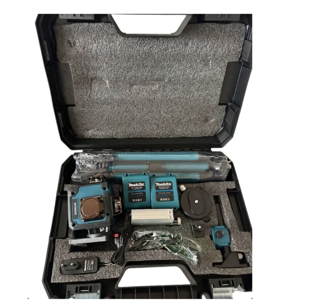Лазерный уровень Makita SK700GDZ 4D с 16 зелеными лазерными линиями 360 градусов автоматическим самовыравниванием LED дисплеем дистанционным управлением аккумулятором штативом кронштейнами и кейсом для строительных монтажных и отделочных работ - изображение 6