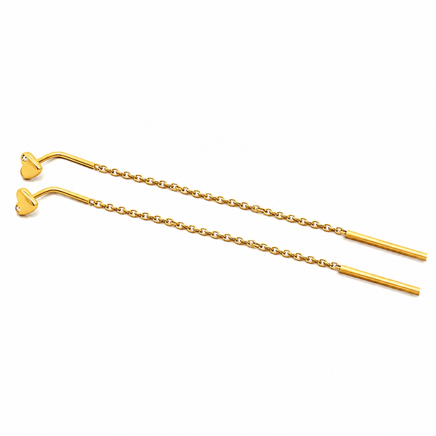 Серьги-протяжки из желтого золота Сердечки (з40046) - изображение 4