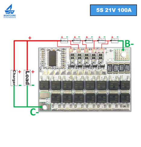 BMS захисна плата заряду Li-ion акумуляторів 3S/4S/5S 100A версія з балансуванням - зображення 4