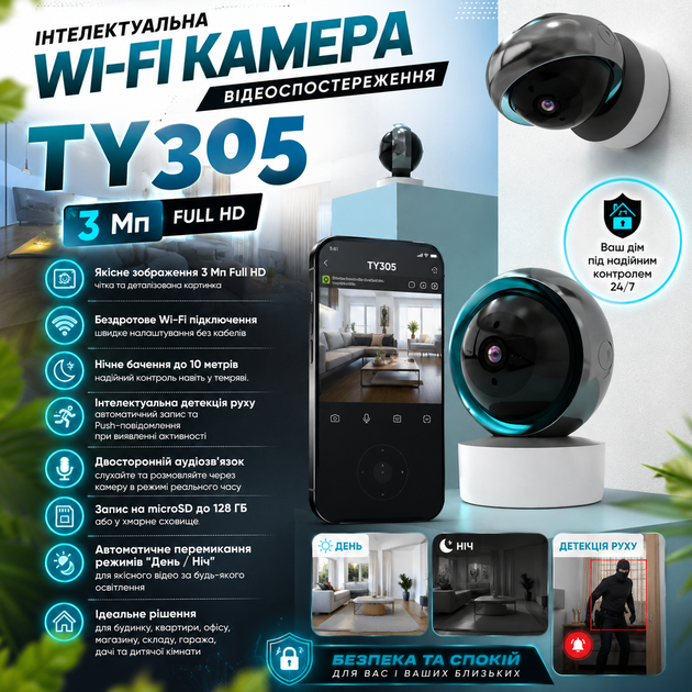 Камера видеонаблюдения Wi-Fi Поворотная камера 355° Минми IP-камера - изображение 2