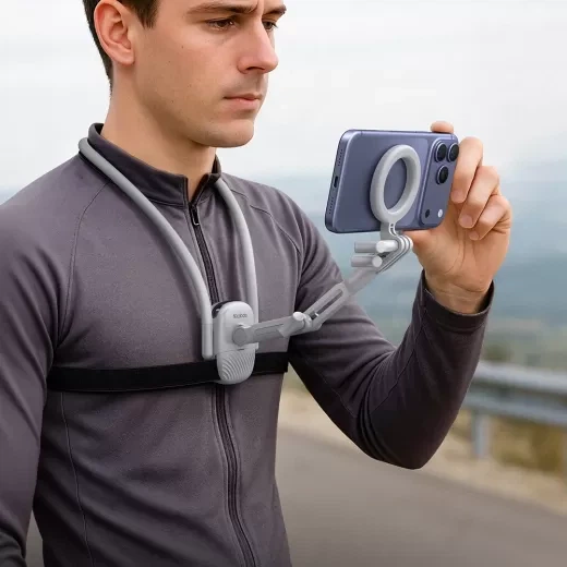 Держатель для смартфона на шею с магнитным креплением Mcdodo Neck Support Magnetic Phone Stand SS-3550 Grey - изображение 6