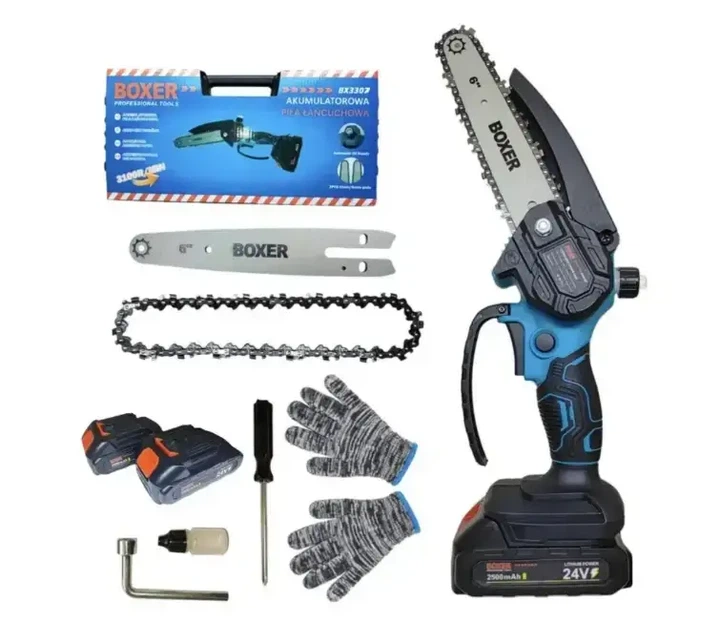 Пила садова акумуляторна BOXER BX-3307 (2х шини 15см) АКБ 24 В 5 А·год - изображение 3