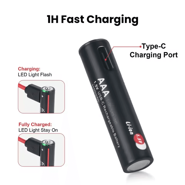 Батарейки AAA аккумуляторные Soshine с разъемом USB Type-C на 1.5V/1100mWh - 4 ШТ. - изображение 14