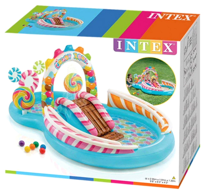 Игровой центр-бассейн 295x191x130 см с горкой и фонтаном 2 бассейна Винил Intex MC-5404 - изображение 4
